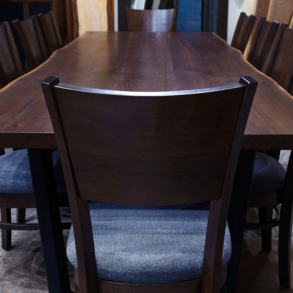 Black Walnut Live Edge 12 foot Conference Room Table - Shown with Upholstered Somerset Chairs