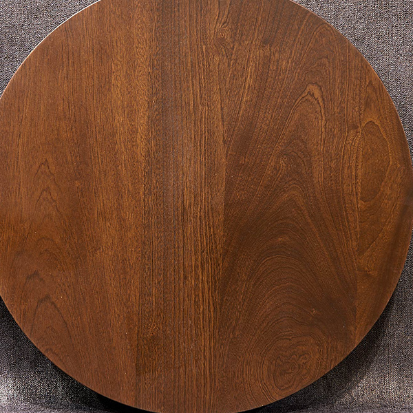 Quality Solid Wood 42 inch Restaurant Table Top in Sapele Mahogany, Stained Dark Walnut in our Chicago Area Showroom