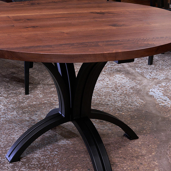 Custom-Made Inverted Double Arch Table Base made from Bent Tube Steel with Solid Walnut Dining Top for Barrington, Illinois Client