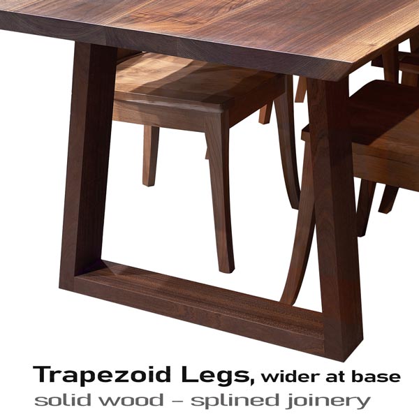 Black walnut live edge dining table with wider at base solid wood trapezoid legs