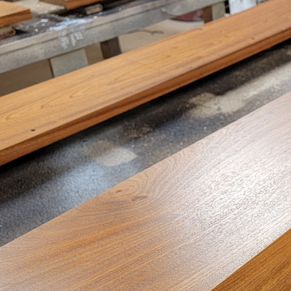 14 Inch Square Faux Column Wraps and Sapele Windowsills Being Finished with 20 Sheen UV Exterior Grade Finish