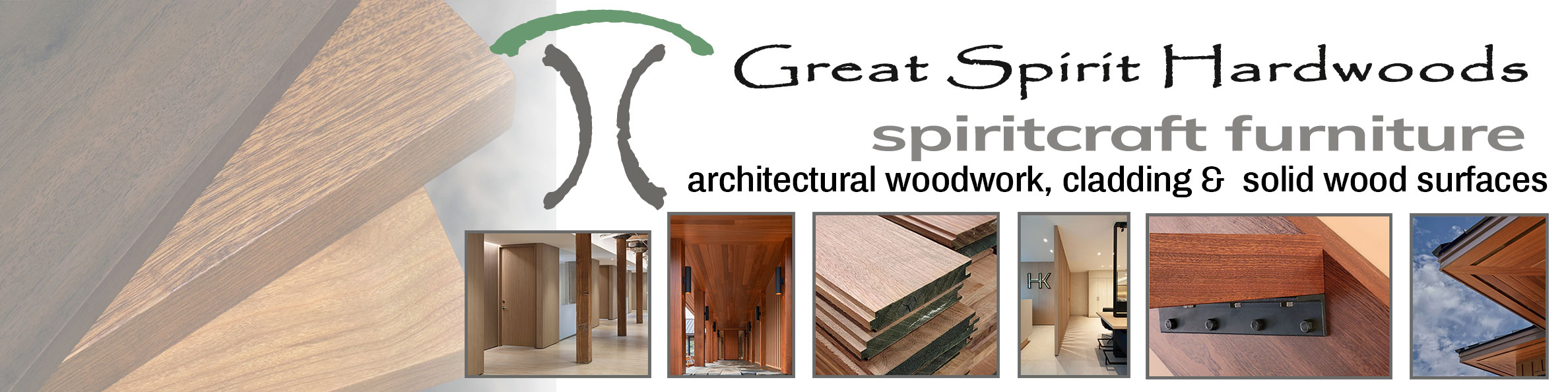Custom solid wood architectural millwork, cladding, columns, stair treads, wall panels, built-ins and tables, bartops and solid wood surfaces; Great Spirit Hardwoods and Spiritcraft Furniture