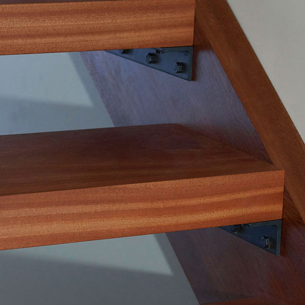 Thick Solid Wood Stair Treads and Custom Stringes for Open Staircase