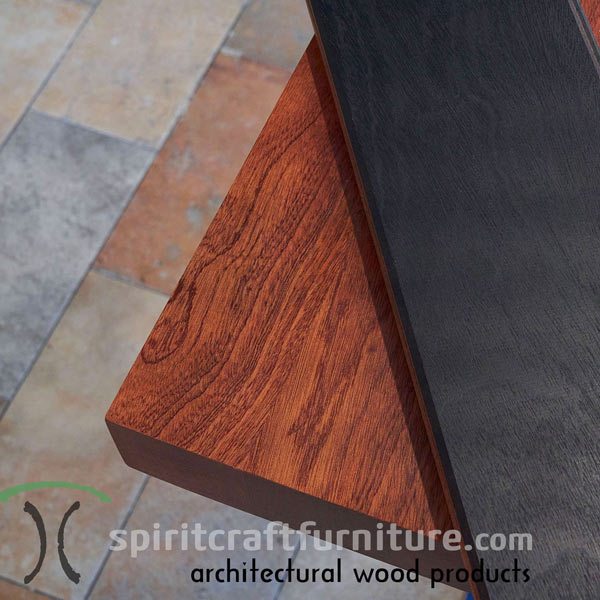 Ebonized Interior Wall Cladding with a Custom Clearcoated Sapele Countertop