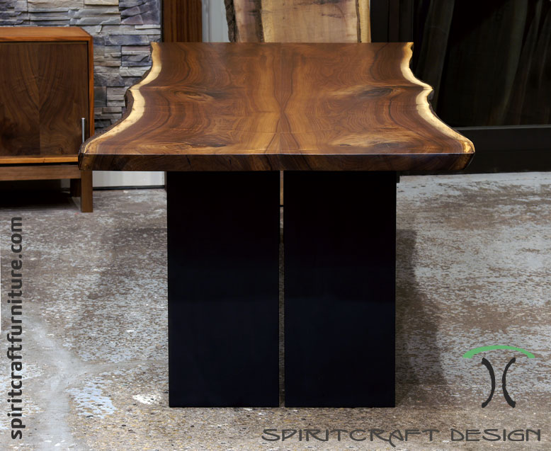 kiln dried black walnut live edge conference table from spiritcraft furniture for Kendall Jackson at Chicago area living edge showroom in dundee, il.