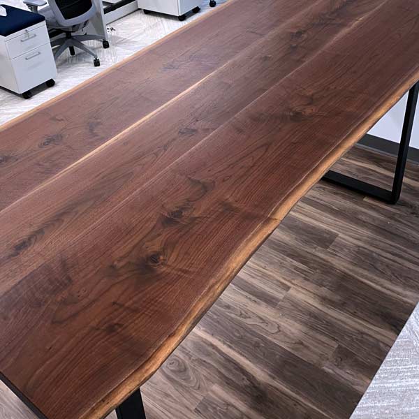 Black Walnut Live Edge Conference Table Fabricated with Kiln Dried Slabs for Chicago Corporate Office