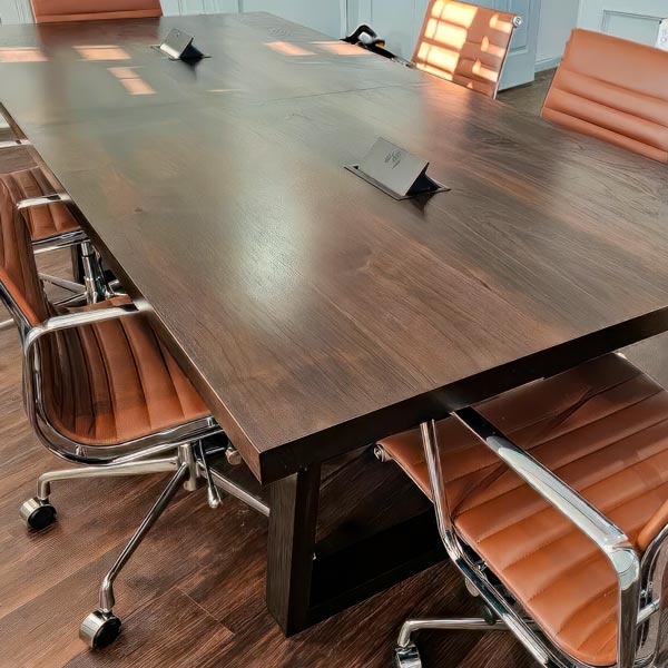 168" Live Edge Walnut Conference Table with Power and Data for Chicago Corporate Client