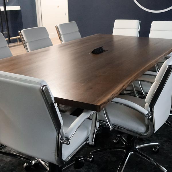 Custom 108" by 48"" Walnut Conference Table with Power & Data Grommet for Suburban Chicago Office Designer