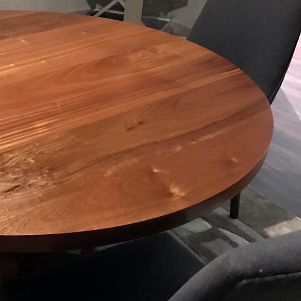 Custom 72&#34; Diameter Conference table in Sapele for Evanston, Illinois Law Firm
