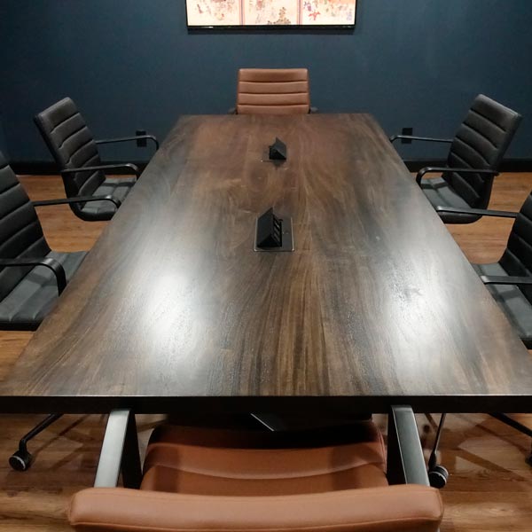 102" Custom Stain Matched Sapele Conference Table with Dual Power and Data for Chicago Area Commercial Designer