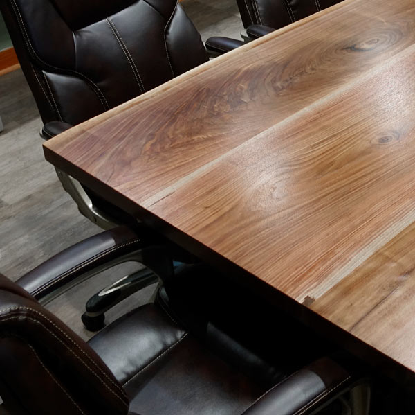 Custom Made Walnut Live Edge Conference Table for Chicago, Illinois Corporate Office