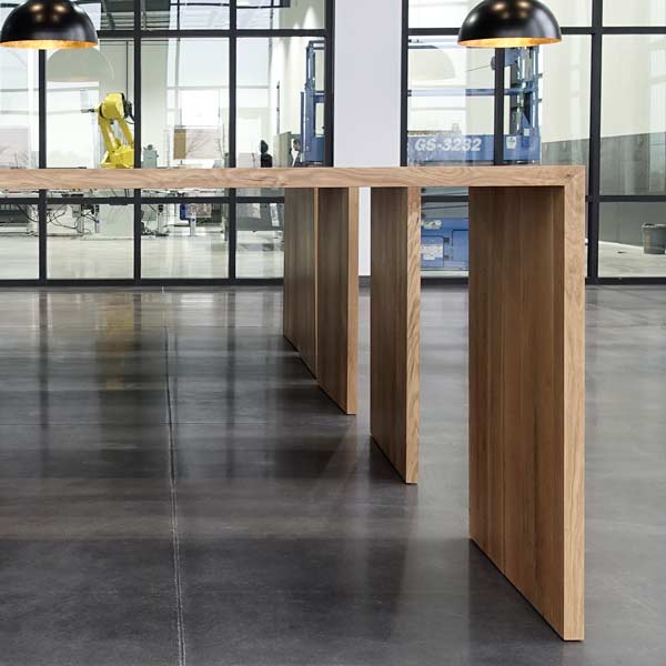 White Oak Double Waterfall Bar Height Dining Tables for National Hospitality Design Firm
