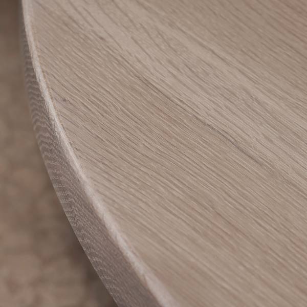 Thick Custom Made Round White Oak Table Top, Stained Pearl for Chicago Restaurant