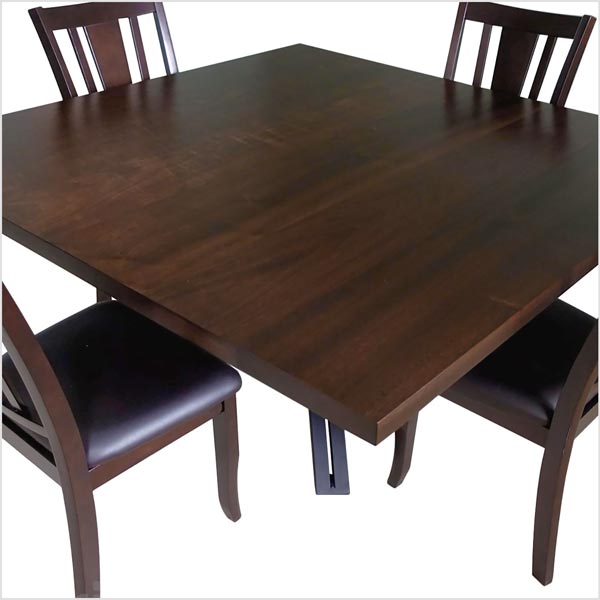 60&#34; Square Makore Dining Table with Custom Base for National Hospitality Design Firm