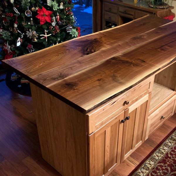 Walnut Live Edge Kitchen Island Top for Chicago Suburbs Residence