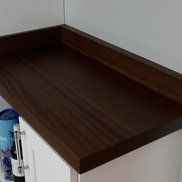 Sapele Mahogany Counter Top Section with Back-Splash for Chicago Area Residence