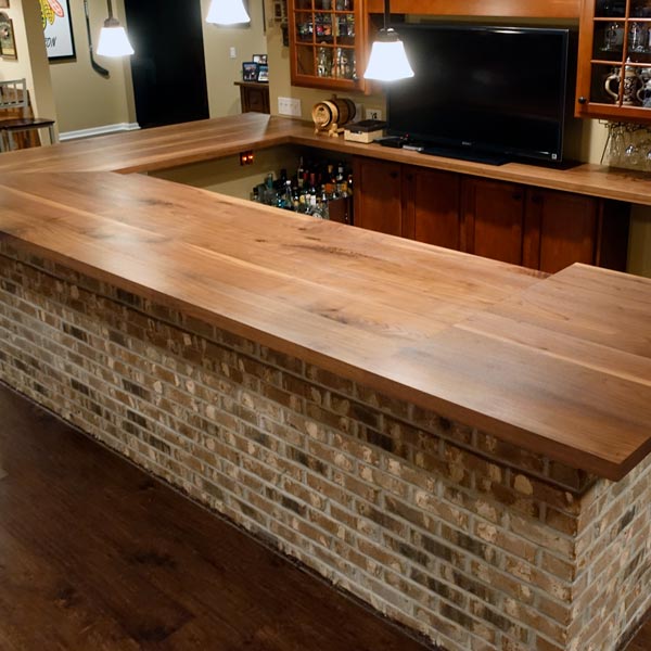 Custom made solid wood, wide plank Walnut kitchen island top for Chicago Designer