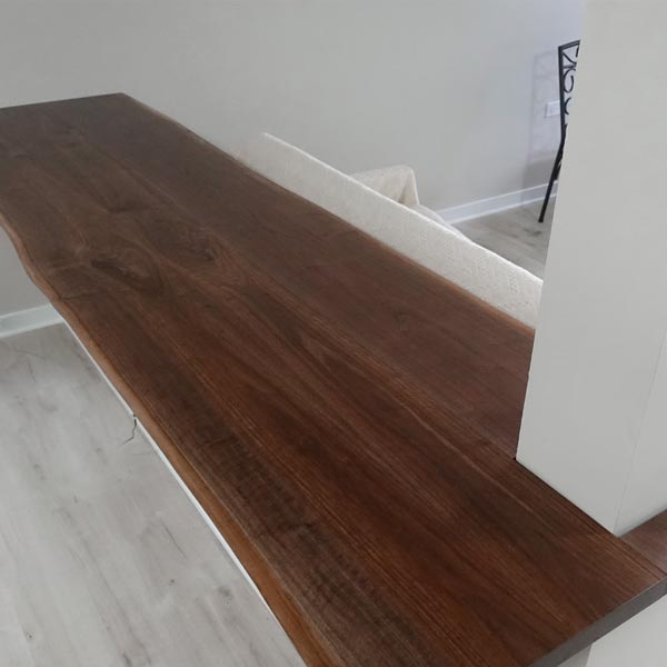 120" Black Walnut Live Edge Bar Top for Suburban Chicago Home