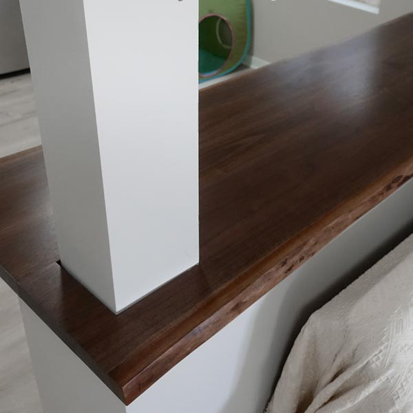 Custom Walnut Counter Bar Top from Live Edge Slabs for Chicago Area Basement Buildout