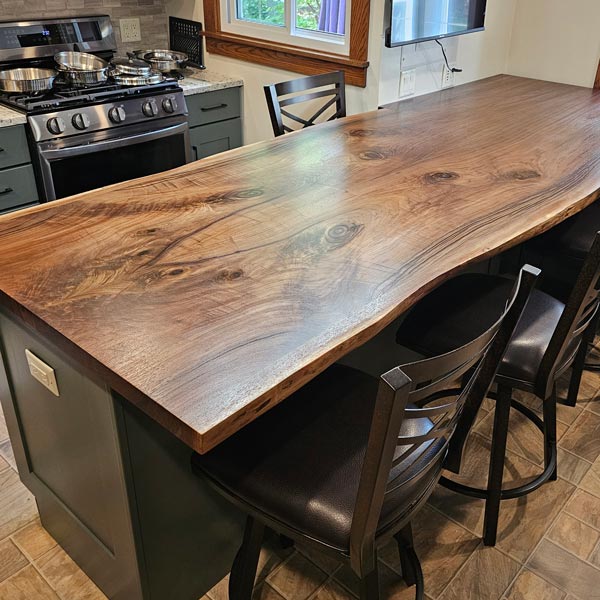 Custom made solid wood, Walnut kitchen island top for Chicago Client