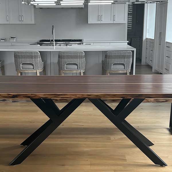 Book-matched Walnut dining table with Mountain Base for South Carolina client