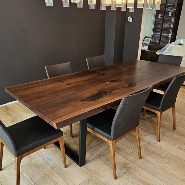 Walnut Live Edge Dining Table for Highland Park, IL client