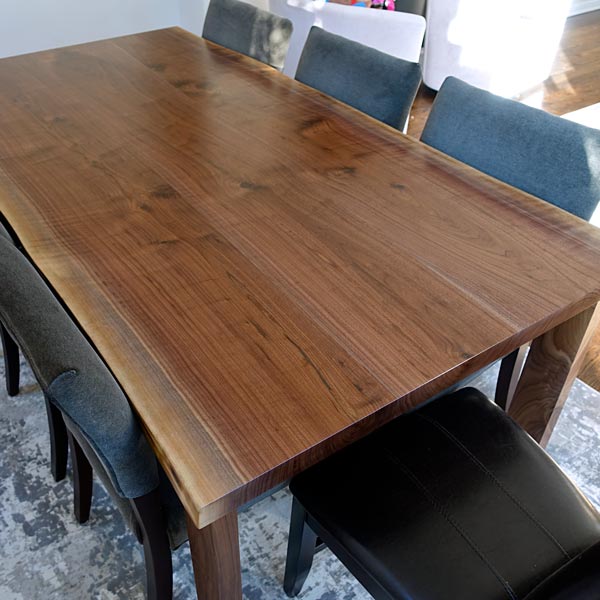 Black Walnut live-edge dining table with &#34;Open U-Shaped&#34; legs for Chicago, IL client