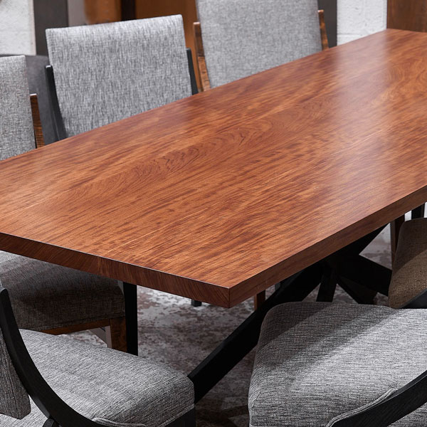 108&#34; Solid Wood Bubinga Dining Table with Heirloom Quality RH Yoder Upholstered Chairs
