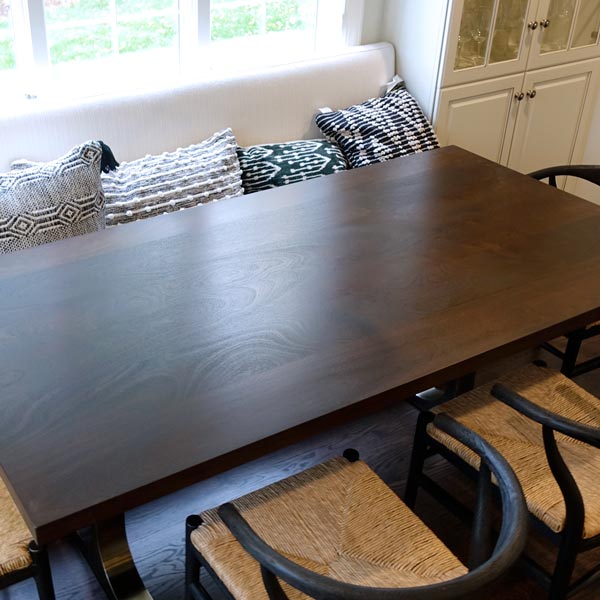 Wide Plank Dining Table, 84" by 40" in Stained Sapele for Chicago Area Residence