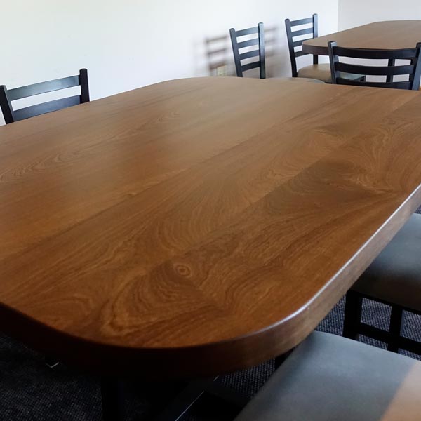 Custom Stain Matched Sapele Mahogany Dining Tables for Country Club Restaurant