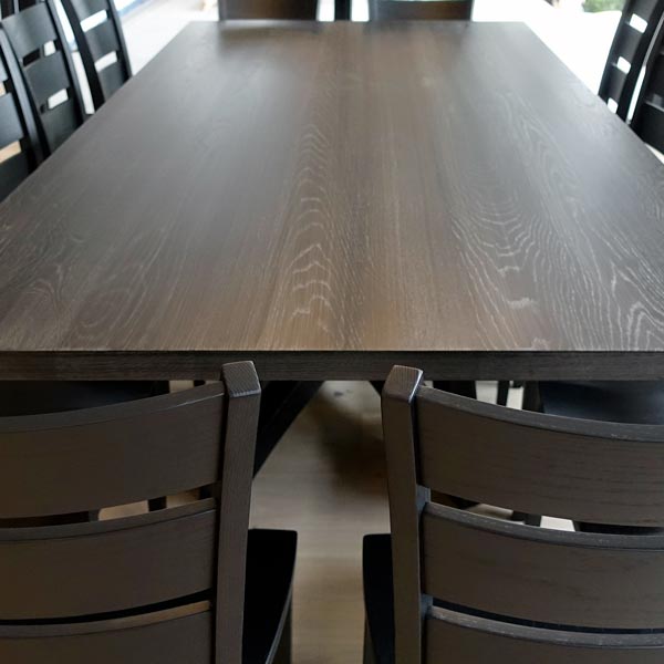 120" by 48" Warm "Muratti" Stained White Oak Dining Table for Chicago Area Open Kitchen