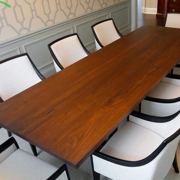 Wide Plank Sapele Dining Table, 144" by 42" Wide for Suburban Chicago Client
