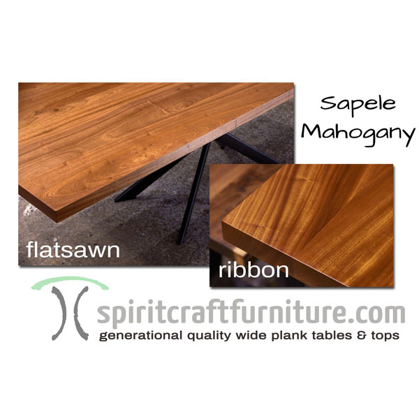 Sapele Mahogany Grain Difference, Ribbonstripe and Flatsawn