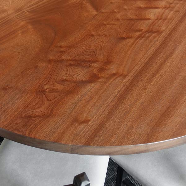 72" Diameter Round Community Dining Table for Lake Geneva, WI Country Club in Iridescent Clearcoated Sapele