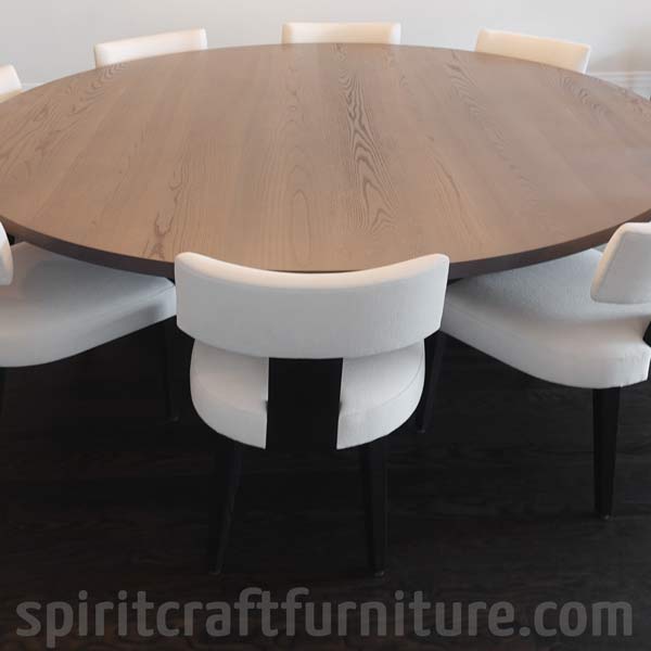 80" Diameter Solid Red Oak Dining Table for Chicago Area Residential Interior Design Firm