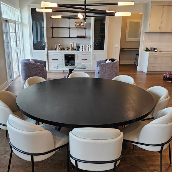 72 inch Diameter Round Dining Table in Ebonized White Oak - Barrington Illinois