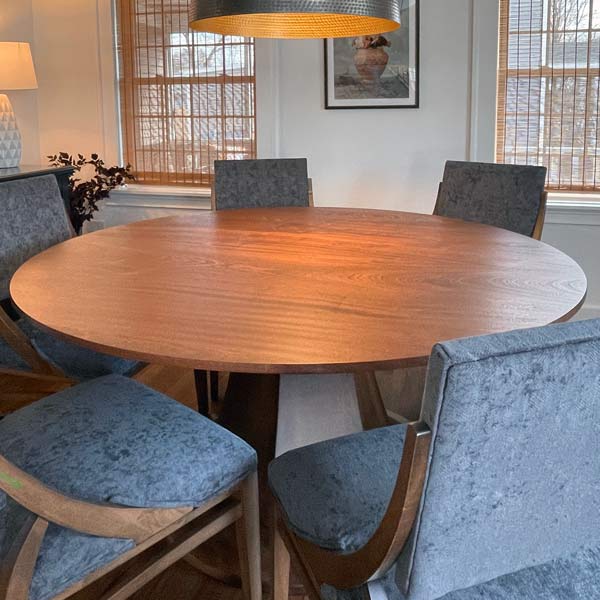 Solid Wood Round Ash 66 inch Dining Table with RH Yoder Korbyn Chairs