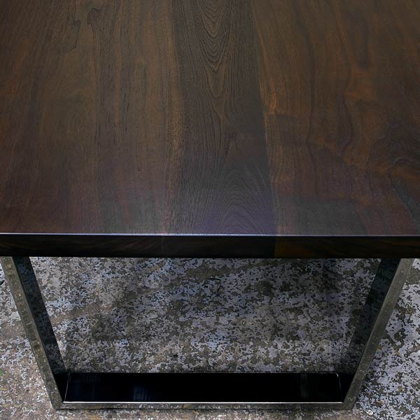 Custom Made Solid Wood Black Walnut Plank Style Dining Table with Stainless Legs
