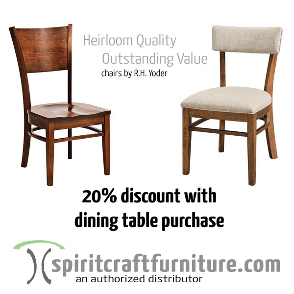 We Offer a Complete Selection of  RH Yoder Dining Chairs in our Dining Table Showroom