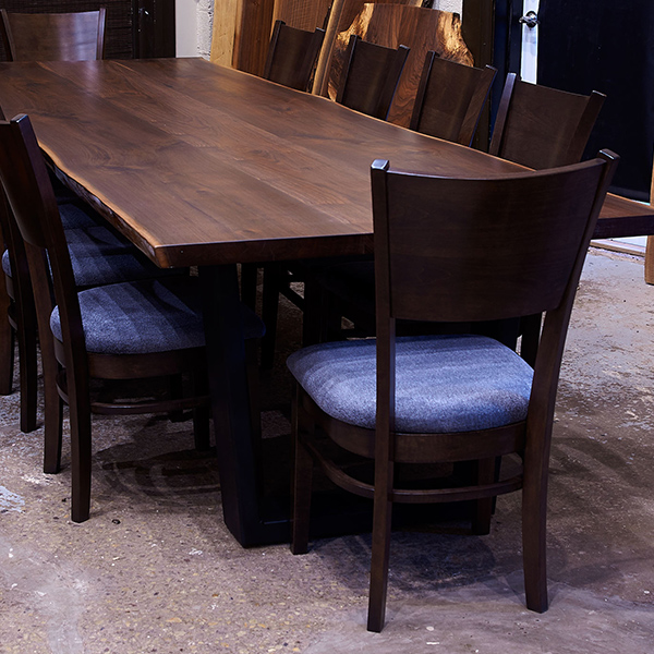 Twelve Foot Conference Table in Black Walnut Live Edge with RH Yoder Somerset Chairs