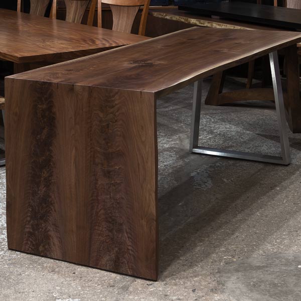 Custom Black Walnut 36&#38; High Live Edge Waterfall Communal Table for HOK, ADF Contract Furniture Project
