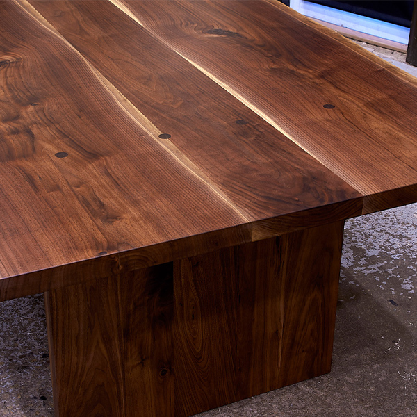 Walnut Live Edge Conference Table with Solid Wood Slab Legs for Corporate Boardroom