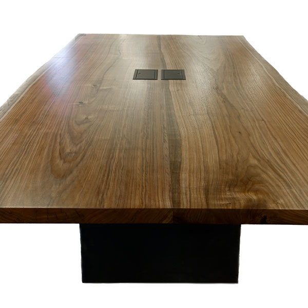 102" Live Edge Walnut Business Center Conference Table with Dual Power and Data for Houston, Texas Marriott Hotel