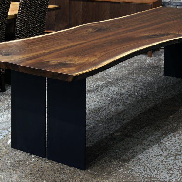 Custom made live edge walnut conference table with steel plate legs for Kendall Jackson Winery, Santa Rosa, California