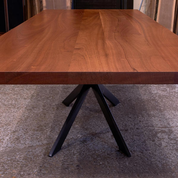 Sapele Mahogany Thick Slab Conference Table on Modern Pedestal Base from Spiritcraft Furniture of East Dundee, Illinois