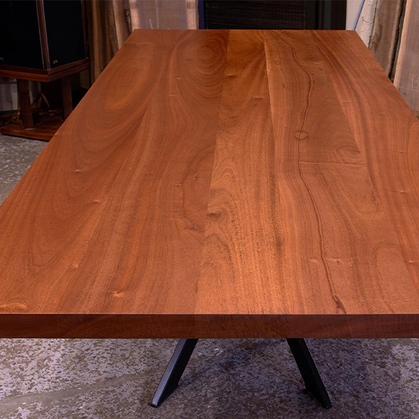 Sapele Mahogany Conference Table on Welded Steel Spider Base Painted Black for New York Client
