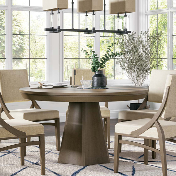 RH Yoder Korbyn Dining Chairs with Brogan Solid Wood Round Dining Table from Spiritcraft Furniture of Dundee, Illinois