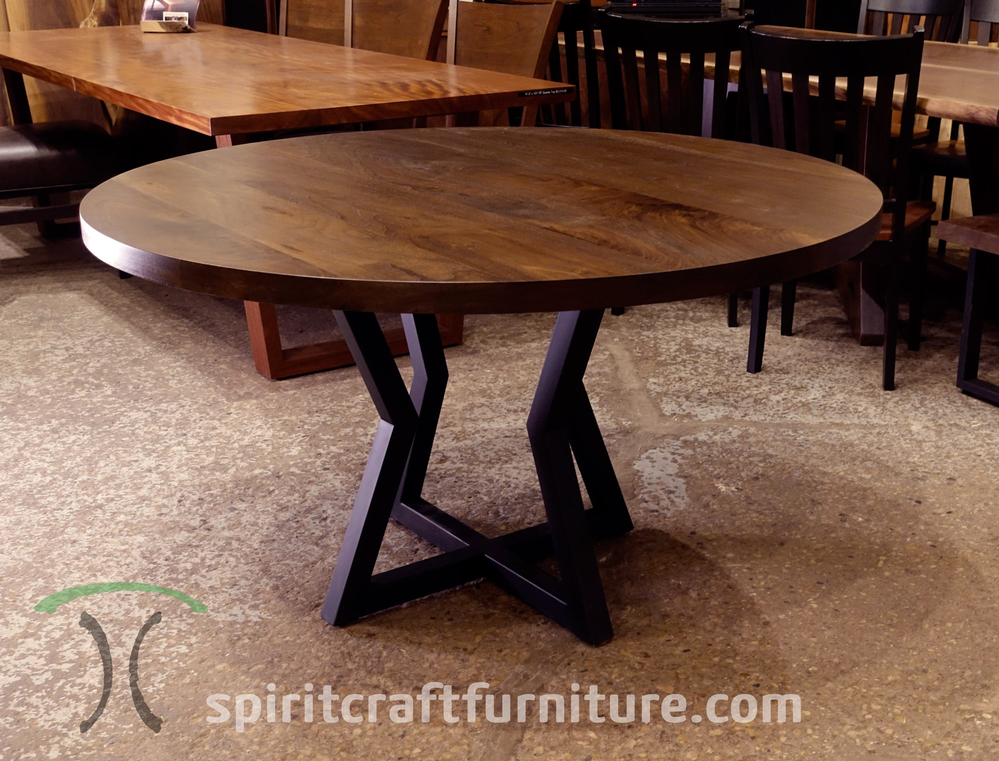 Black and brown round dining table Round Custom Made Solid Wood Dining Conference Tables