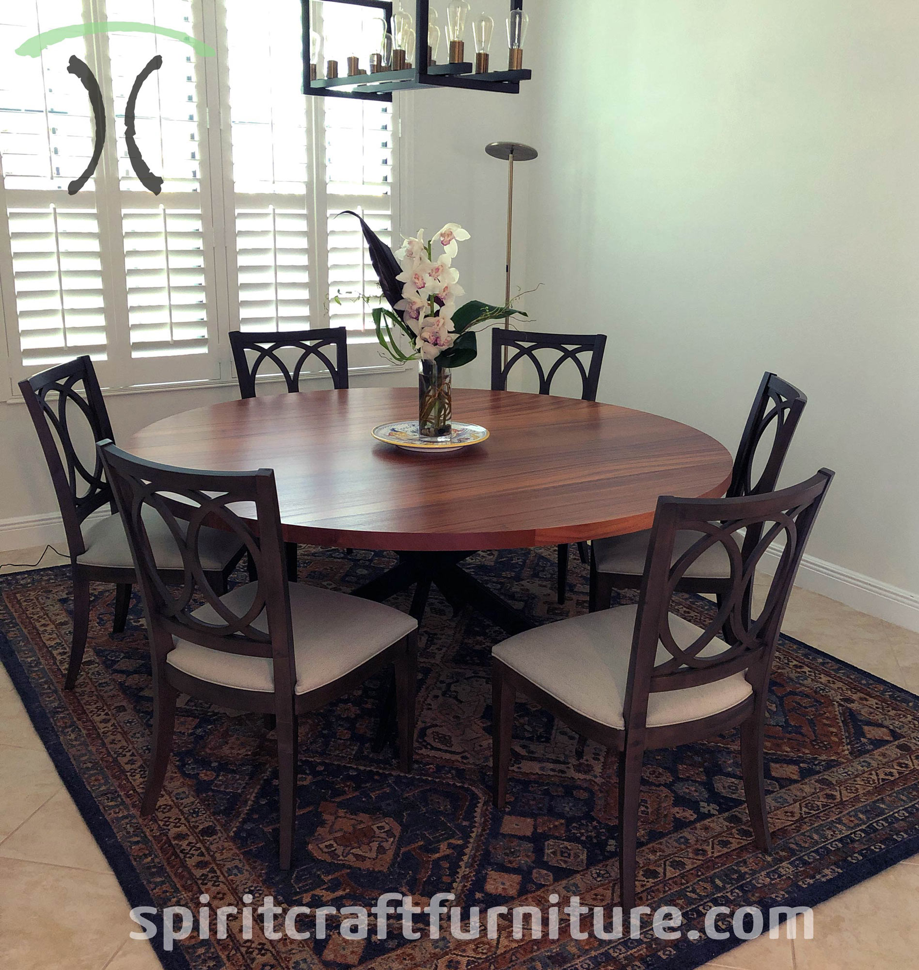 Round Custom Made Solid Wood Dining, Round Wood Dining Table Chairs