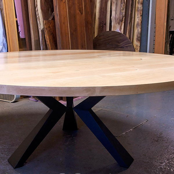 Round 96 inch Diameter White Hard Maple Conference Table with Knee Legs for the University of California